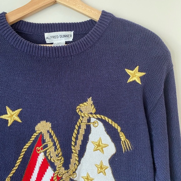 Vintage Alfred Dunner Womens Patriotic Embroidered Knit Sweater Size Large - Picture 8 of 11